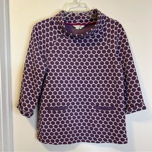 Boden Purple‎ Polka-Dot Mock Neck Shirt, Women’s Size 10
